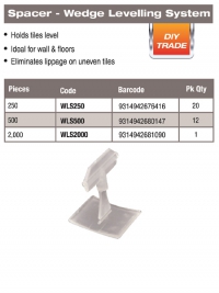 DTA WEDGE LEVELLING SPACER 1.5mm X 250 SPACERS BAG SUITS UPTO 12MM TILES